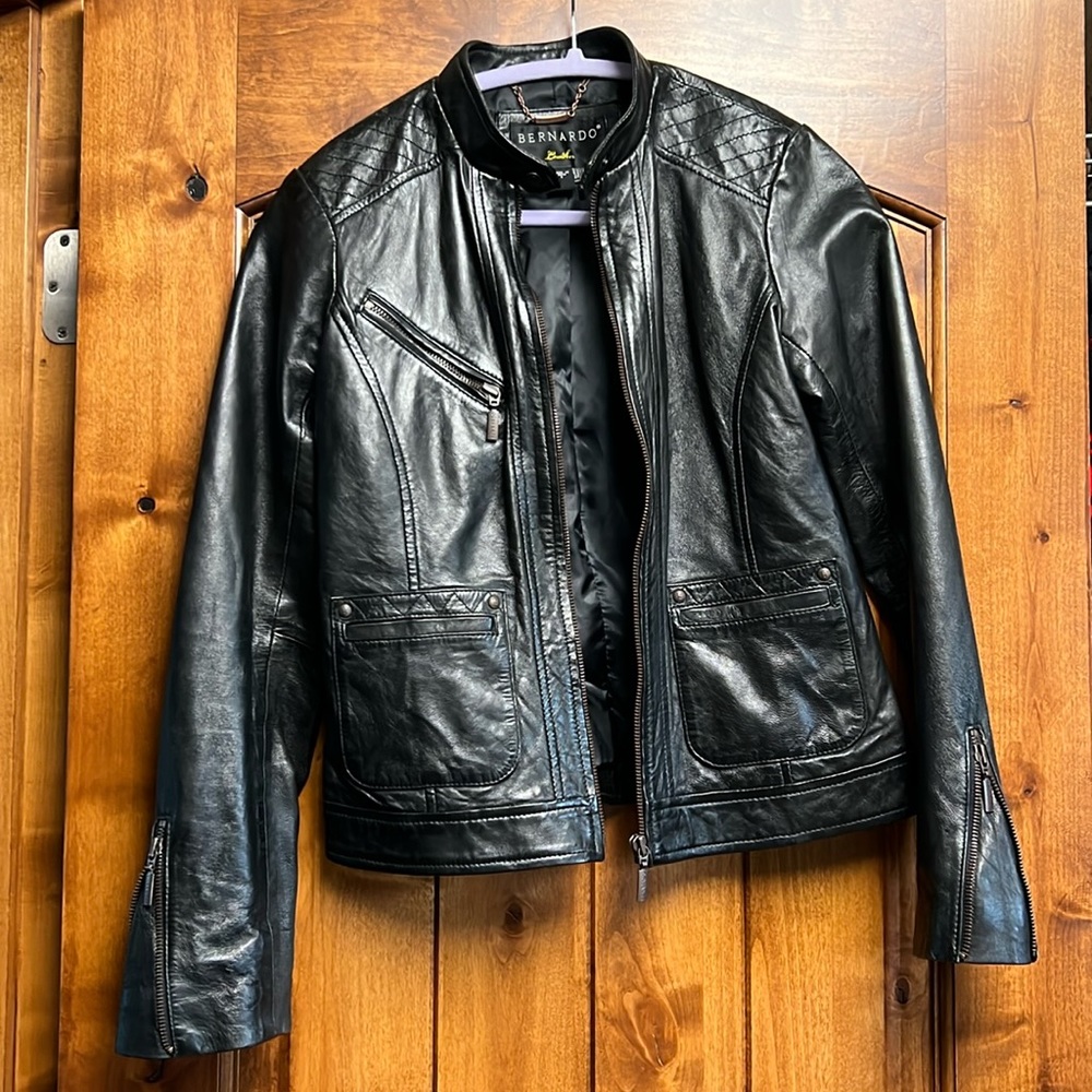 Bernardo leather moto jacket